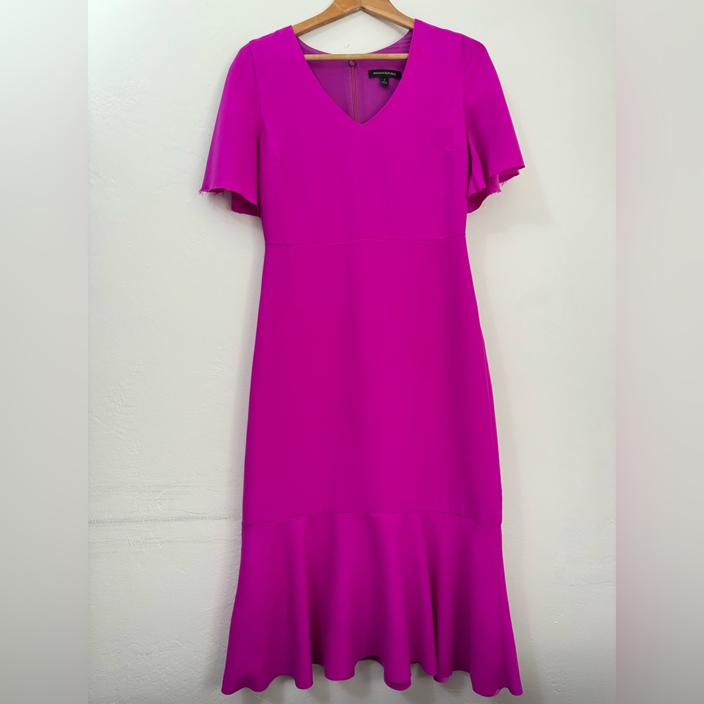 Banana Republic FLUTTER-SLEEVE MIDI DRESS